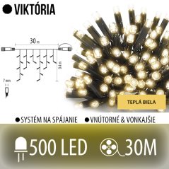 Viktória led svetelná záclona vonkajšia - 500led - 30m teplá biela