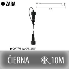 Zara predlžovací kábel pre spojovateľné reťaze - 10m - čierny