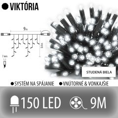 Viktória led svetelná záclona vonkajšia - 150led - 9m studená biela