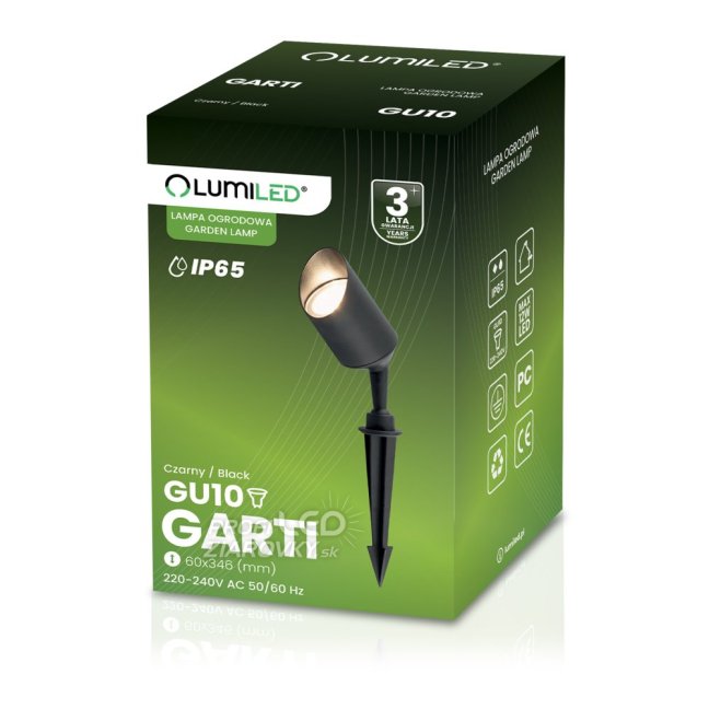 Záhradná vonkajšia lampa LED GU10 reflektor zapichovacia IP65 GARTI kábel LUMILED