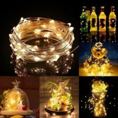 Svetelná mikro reťaz vnútorná na batérie 1,9 m, 20 LED, teplá biela – SPRINGOS