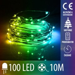 Svetelná mikro reťaz vnútorná 10 m, 100 LED, farebná, svetelné programy