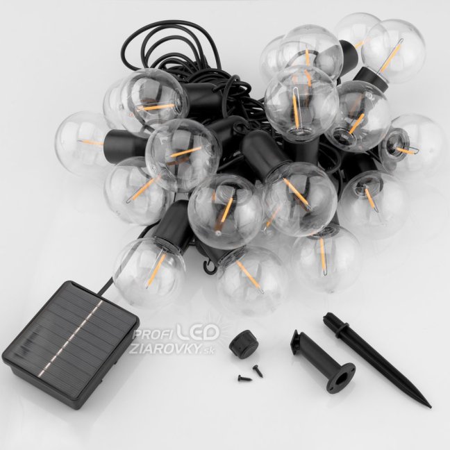 Solárna záhrada Girland 20x LED dekoratívne gule 11,58 m 3000K Warm LOVO LUMILED
