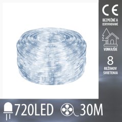 Vianočný had vonkajší - programátor - 720led - 30m - Studená biela