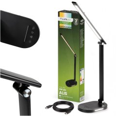 Lampa stolová LED dotyková nastaviteľná 5 farieb USB C ALIS 8W 350lm čierna Lumiled