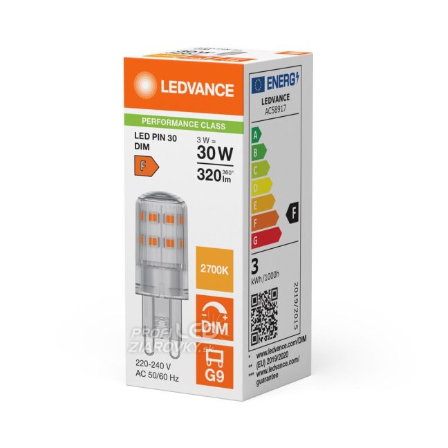 LED žiarovka G9 3W = 30W 320lm 2700K Warm 300° Dimmable Ledvance