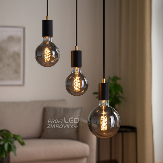Dekoratívna LED žiarovka E27 G95 6W = 50W 420lm 2200K Teplé 360° vlákno LUMILED GLOBE Smokey