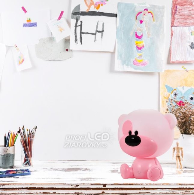 Detská nočná lampa led macko polux, 2,5w - rúžová