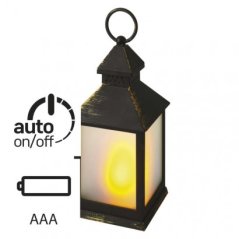 Led dekorácia - lampáš mliečny, 3x aaa, čierna, vintage