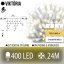 Svetelný záves vonkajší 24 m, 400 LED, teplá biela, flash studená biela, biely kábel – Viktória