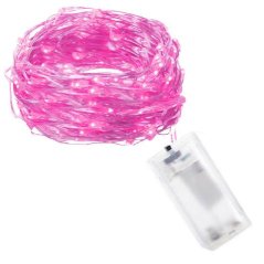 Vianočná led svetelná mikro reťaz na batérie - 20led - 1,9m ružová