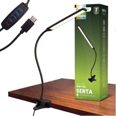 Lampa stolová LED stolová nastaviteľná CCT na klips SERTA 8W 350lm čierna LUMILED