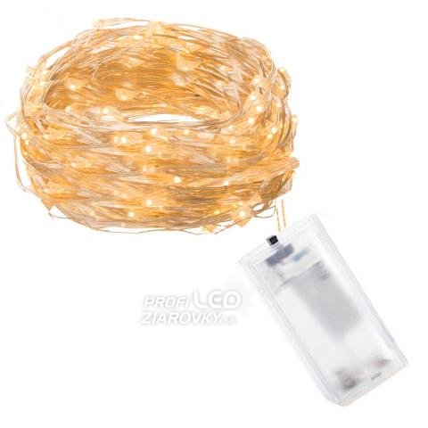 Svetelná mikro reťaz vnútorná na batérie 1,9 m, 20 LED, teplá biela – SPRINGOS
