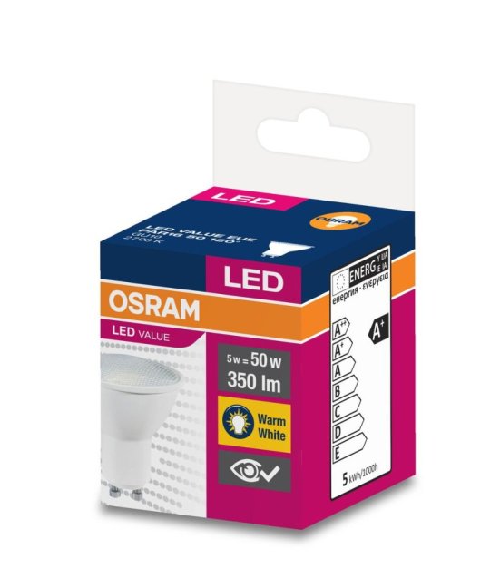 LED žiarovka GU10 4,5W = 35W 350lm 2700K Warm 120° OSRAM Value