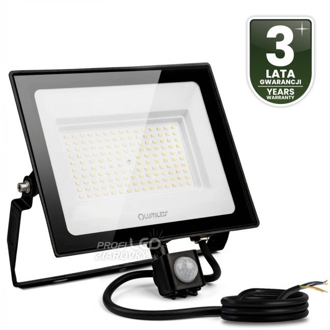 LED reflektor ZUNA2 100W 9000lm 6500K IP44 čierny so senzorom pohybu LUMILED