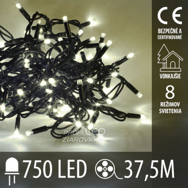 Svetelná reťaz vonkajšia 37,5 m, 750 LED, teplá biela, svetelné programy