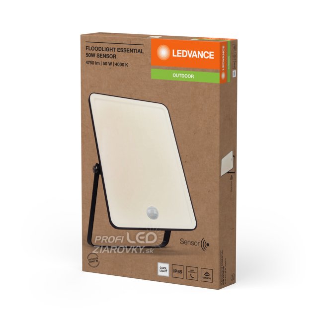 LED reflektor 50W 4000K 4500lm IP65 čierny so senzorom pohybu LEDVANCE ESSENTIAL SENSOR