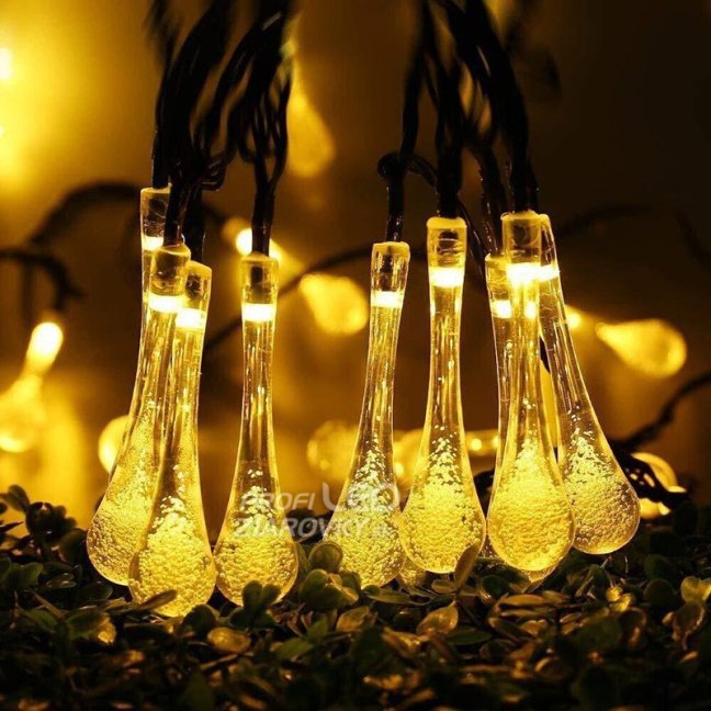Solárna závesná girlanda 20x TEADS LED icicle záhradná lampa 3000K teplá farba