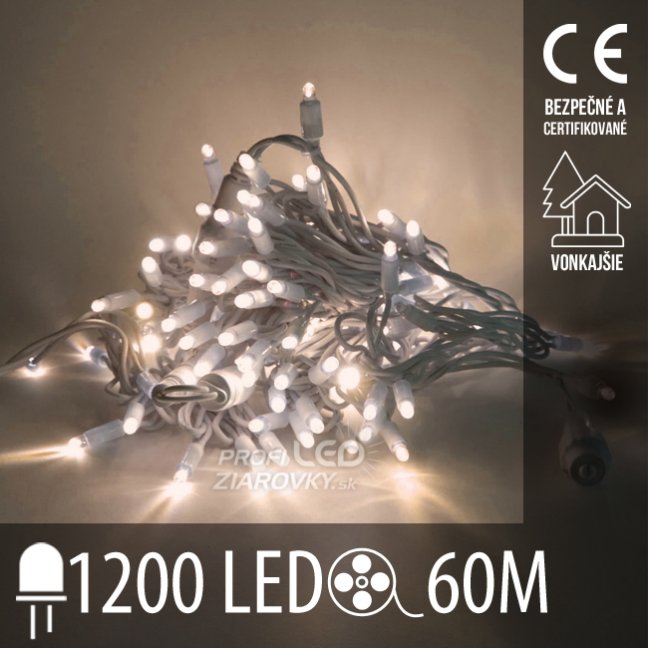 Svetelná reťaz vonkajšia 60 m, 1200 LED, teplá biela