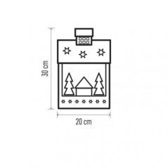 LED vianočný domček drevený, 30 cm, 2x AA, vnútorný, teplá biela, časovač