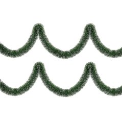 Vianočná girlanda - tmavozelená/biela - 3 m - priemer 10 cm