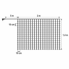 Svetelný záves DOT vonkajší 2 × 1,4 m, 294 LED, studená biela