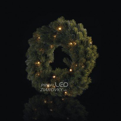 Led vianočný veniec, 40cm, 2× aa, vnútorný, teplá biela