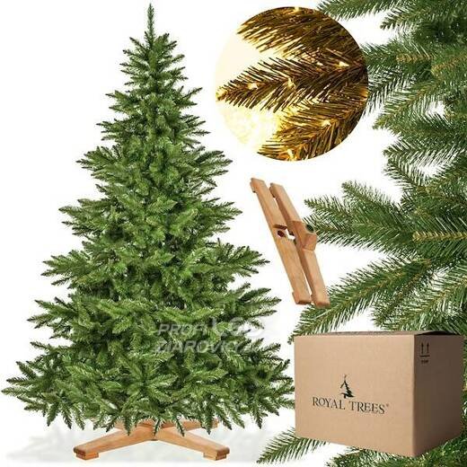 Umelý vianočný stromček Premium Royal Trees - 180cm - prírodný smrek s dreveným stojanom