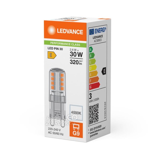 LED žiarovka G9 2,6W = 30W 320lm 4000K Neutrálna 300° Ledvance