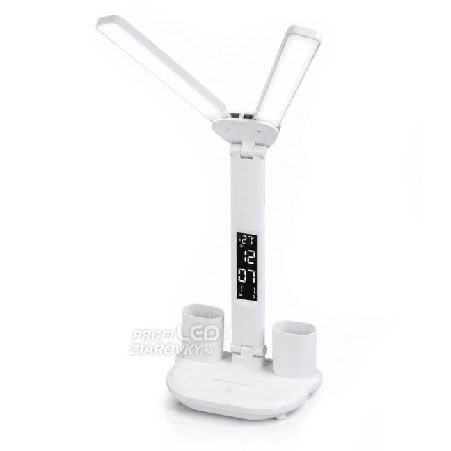 Lampa stolová LED dvojitá s displejom DALIS 11W 400lm biela LUMILED