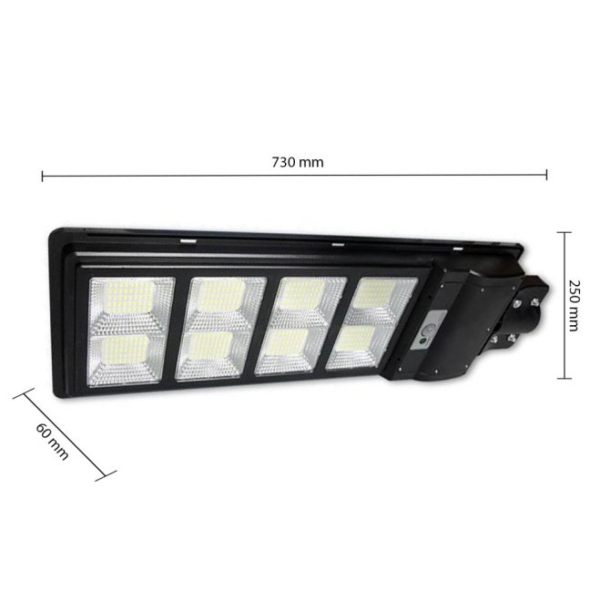 LED solárna pouličná lampa - 360W - 6000K + pohybový a súmrakový senzor + Ovládač - čierna