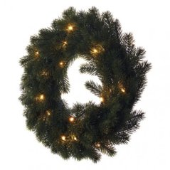 Led vianočný veniec, 40cm, 2× aa, vnútorný, teplá biela
