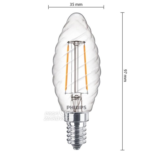 LED žiarovka E14 BW35 2W = 25W 250lm 2700K Warm Filament PHILIPS