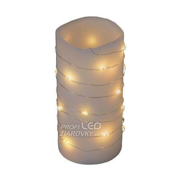 Svetelná mikro reťaz vnútorná na batérie, 20 LED, teplá biela