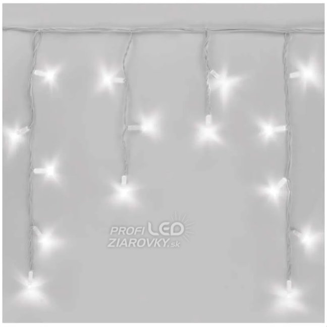 Svetelný záves vonkajší 24 m, 400 LED, studená biela, flash studená biela, biely kábel – Viktória