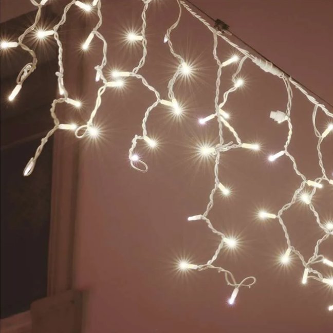 Viktória spojovateľná led svetelná záclona vonkajšia flash - 50led - 3m studená biela / flash prebliknutie studená biela - biely kábel