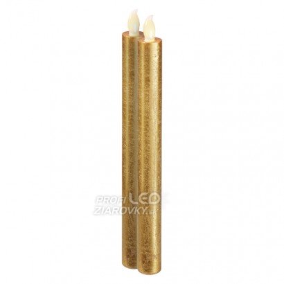 Led sviečky, 25cm, metalické zlaté, 2× aaa, jantarová, 2 ks