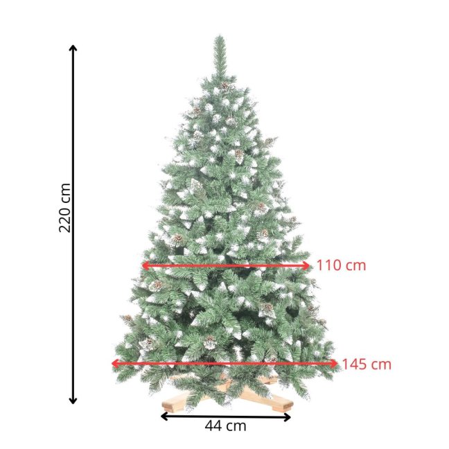 Umelý vianočný stromček Premium Royal Trees - 220 cm - zasnežená diamantová borovica so šiškami