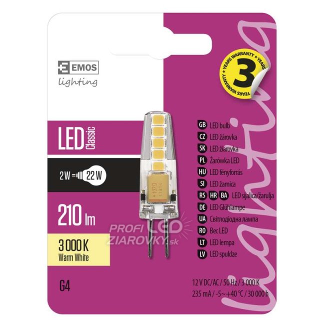 Led žiarovka classic jc a++ 2w g4 teplá biela