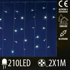Svetelný záves vonkajší 1 × 2 m, 210 LED, teplá biela