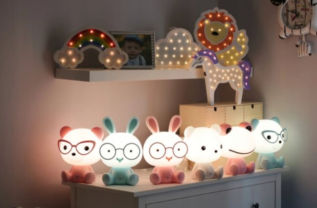 Detská nočná lampa led macko polux, 2,5w - rúžová