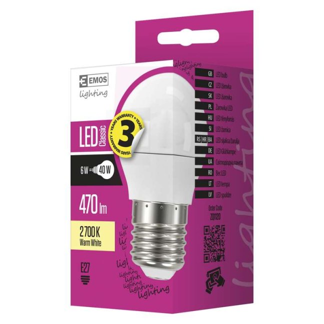 Led žiarovka classic mini globe 6w e27 teplá biela Led žiarovka classic mini globe 6w e27 teplá biela