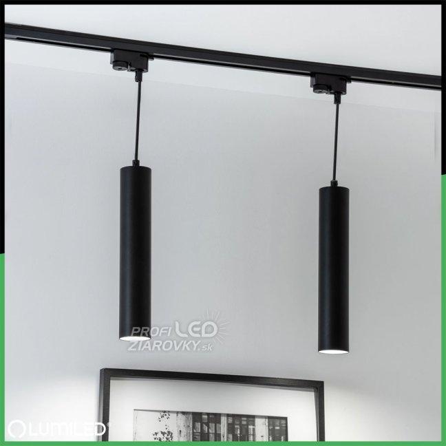 Závesné závesné svietidlo Rail 29cm Reflektor GU10 LED SOPLO Black LUMILED