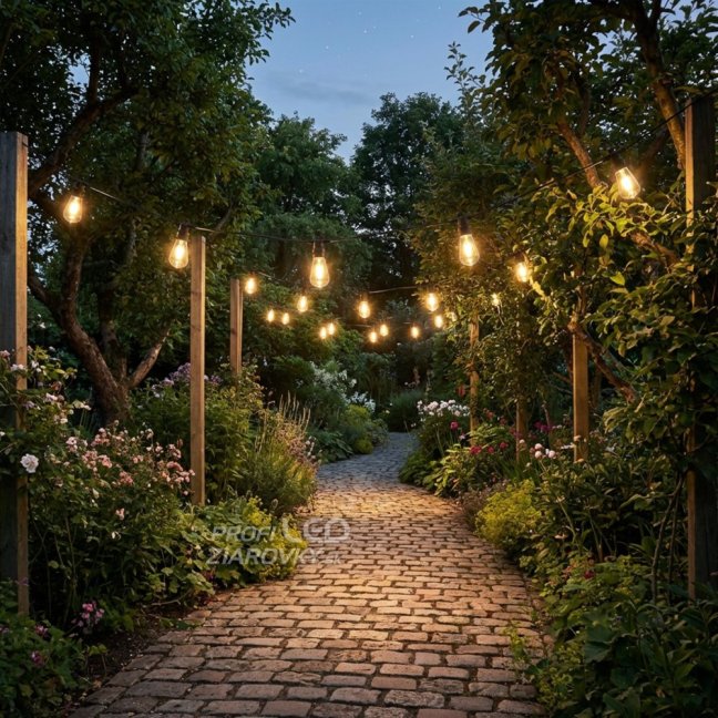 Záhradná solárna girlanda 20x LED dekoračné žiarovky 11, 68m 3000K teplá biela + diaľkové ovládanie LUMILED