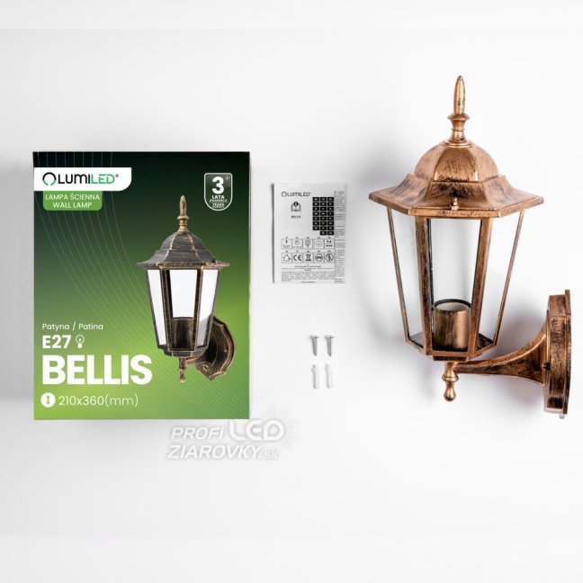 Vonkajšie svietidlo E27 Záhradná nástenná lampa Patina BELLIS LUMILED