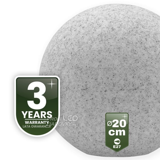 LED LUMIKULA 20cm E27 IP65 LUMILED Vonkajšia kamenná guľová záhradná lampa