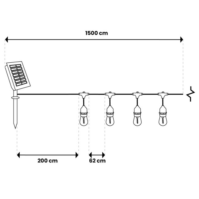 Vonkajšia solárna girlanda 22x LED ozdobné žiarovky 15m 2700K teplá IP65 SOLLIS 2 Lumiled