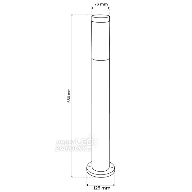 Vonkajšia záhradná lampa E27 INOX PIPE 65cm Lilium Lumiled