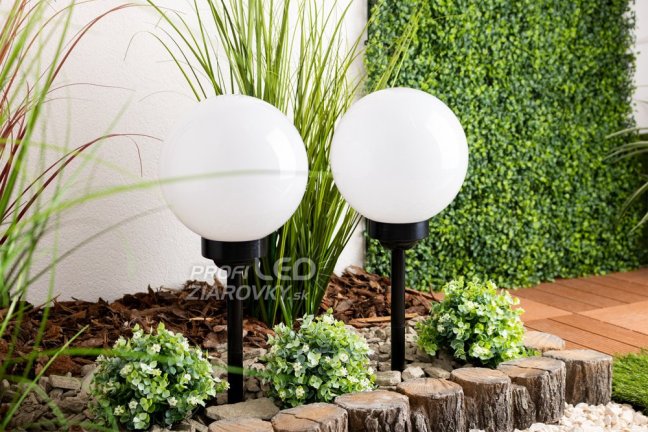 Solárna záhradná lampa LED poháňaná bielou guľou 20 cm