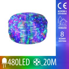 Vianočný had vonkajší - programátor - 480led - 20m - 6mm - Multicolour